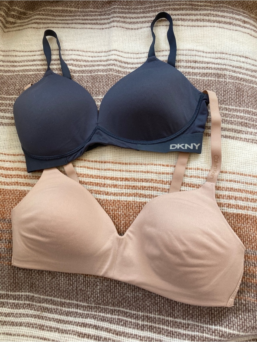 Calvin Klein DKNY Nude Navy Seamless T-Shirt Bras Set Bundle Duo